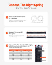 Garage Door Torsion Springs, Pair of 6.35 x 50.8 x 787 mmn, 16000 Cycles, Electrophoresis Black Coated for V952-CKMDH0250X2XWA4D1V0