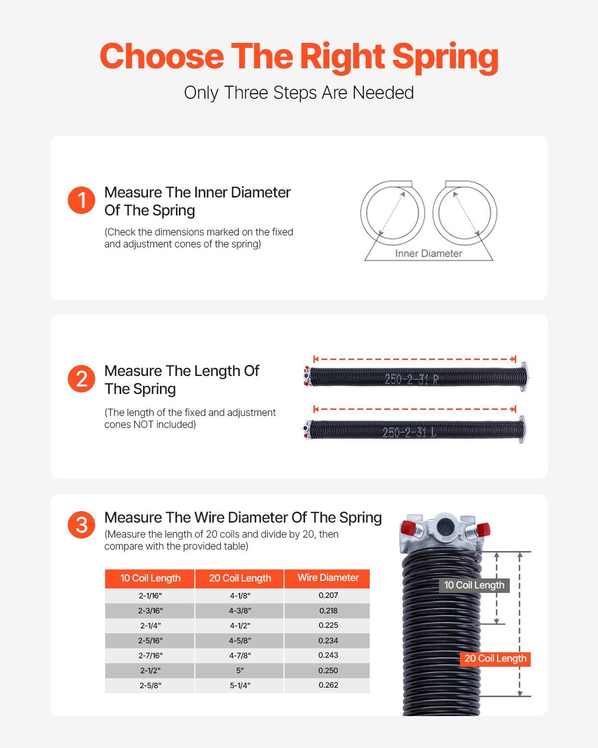 Garage Door Torsion Springs, Pair of 6.35 x 50.8 x 787 mmn, 16000 Cycles, Electrophoresis Black Coated for V952-CKMDH0250X2XWA4D1V0