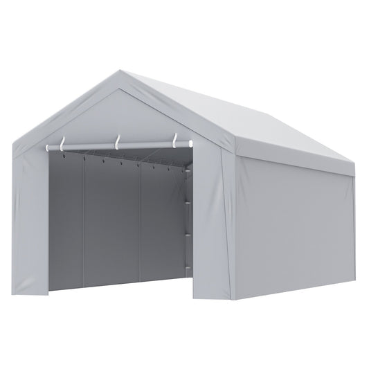 Carport Replacement Canopy Cover Top + Side Wall 10 x 20 ft, Garage Tent Shelter Tarp Heavy-Duty Waterproof & V952-CKPB10X20FTH27H20V0