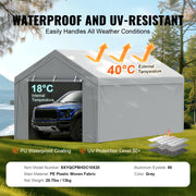 Carport Replacement Canopy Cover Top + Side Wall 10 x 20 ft, Garage Tent Shelter Tarp Heavy-Duty Waterproof & V952-CKPB10X20FTH27H20V0