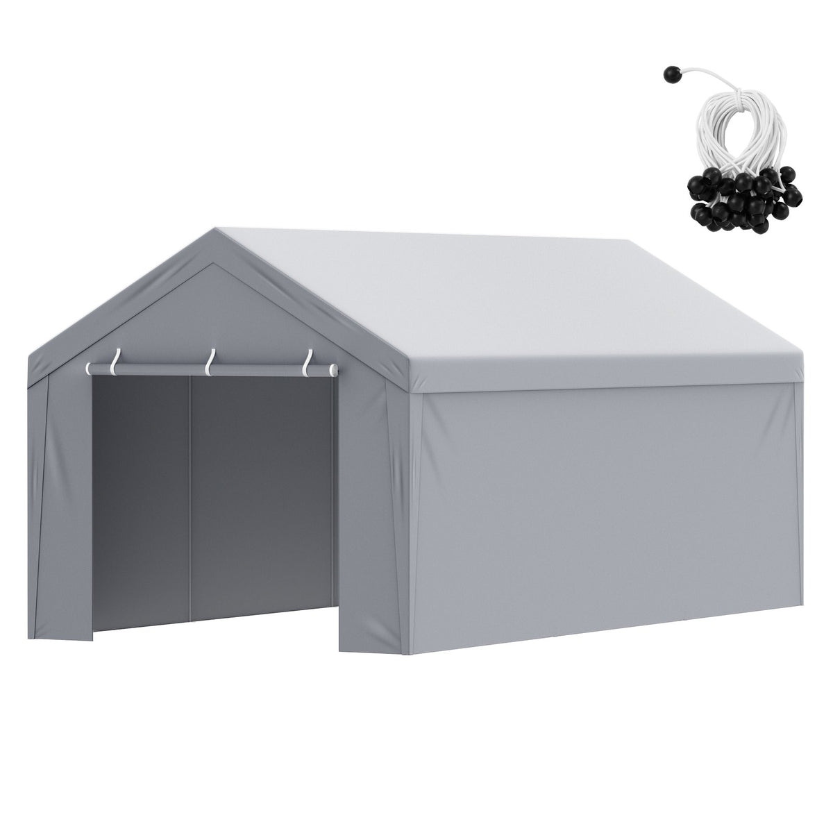 Carport Replacement Canopy Cover Top + Side Wall 10 x 20 ft, Garage Tent Shelter Tarp Heavy-Duty Waterproof & V952-CKPB10X20FTH27H20V0