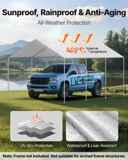 Carport Replacement Canopy, 6 x 3 m Potable Garage Tent Top Tarp, UV-Resistant & Waterproof Car Shelter Tarp, V952-CKPB10X20FTHHVXKO001V0