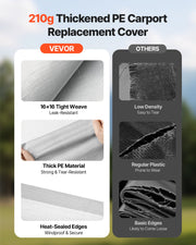Carport Replacement Canopy, 6 x 3 m Potable Garage Tent Top Tarp, UV-Resistant & Waterproof Car Shelter Tarp, V952-CKPB10X20FTHHVXKO001V0