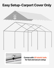 Carport Replacement Canopy, 6 x 3 m Potable Garage Tent Top Tarp, UV-Resistant & Waterproof Car Shelter Tarp, V952-CKPB10X20FTHHVXKO001V0