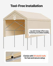Carport Replacement Canopy, 6 x 3 m Potable Garage Tent Top Tarp with Sidewalls, UV-Resistant & Waterproof, V952-CKPB10X20FTMK3PDN001V0