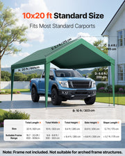 Carport Replacement Canopy, 6 x 3 m Potable Garage Tent Top Tarp, UV-Resistant & Waterproof Car Shelter Tarp, V952-CKPB10X20FTMSHGRL001V0