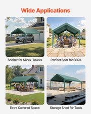 Carport Replacement Canopy, 6 x 3 m Potable Garage Tent Top Tarp, UV-Resistant & Waterproof Car Shelter Tarp, V952-CKPB10X20FTMSHGRL001V0