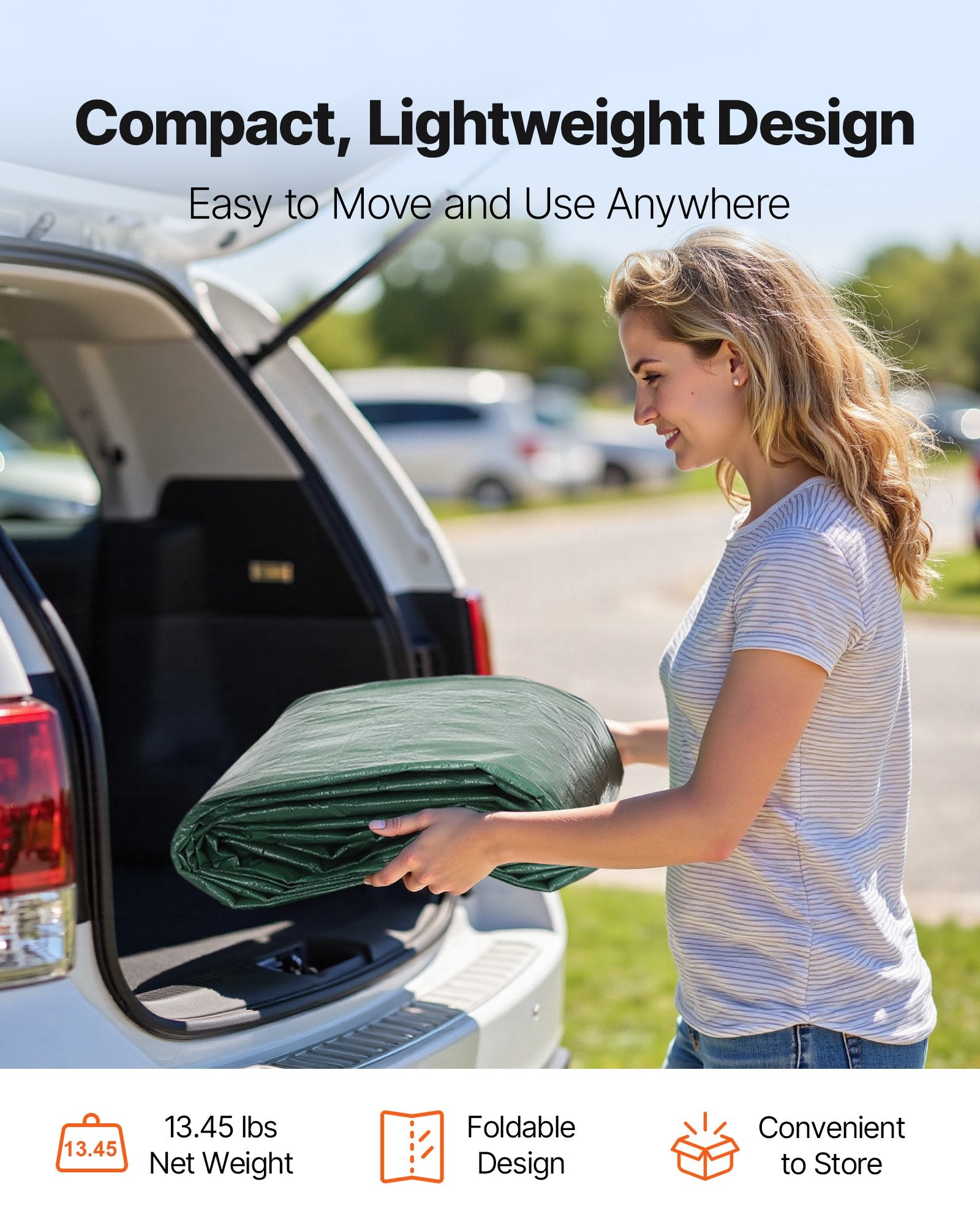 Carport Replacement Canopy, 6 x 3 m Potable Garage Tent Top Tarp, UV-Resistant & Waterproof Car Shelter Tarp, V952-CKPB10X20FTMSHGRL001V0