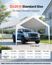 Carport Replacement Canopy, 6 x 3.6 m Potable Garage Tent Top Tarp, UV-Resistant & Waterproof Car Shelter V952-CKPB12X20FTBB7CQI001V0