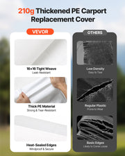 Carport Replacement Canopy, 6 x 3.6 m Potable Garage Tent Top Tarp, UV-Resistant & Waterproof Car Shelter V952-CKPB12X20FTBB7CQI001V0