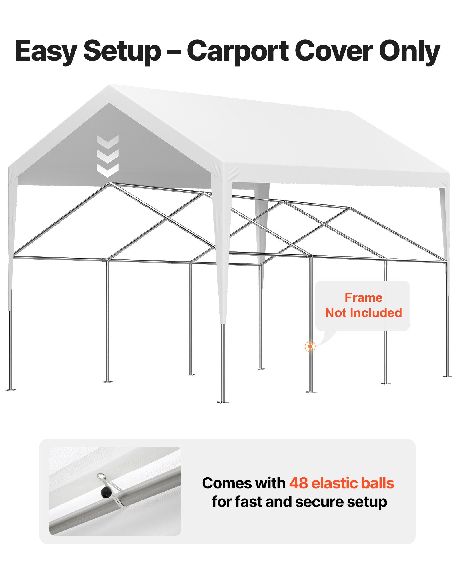 Carport Replacement Canopy, 6 x 3.6 m Potable Garage Tent Top Tarp, UV-Resistant & Waterproof Car Shelter V952-CKPB12X20FTBB7CQI001V0