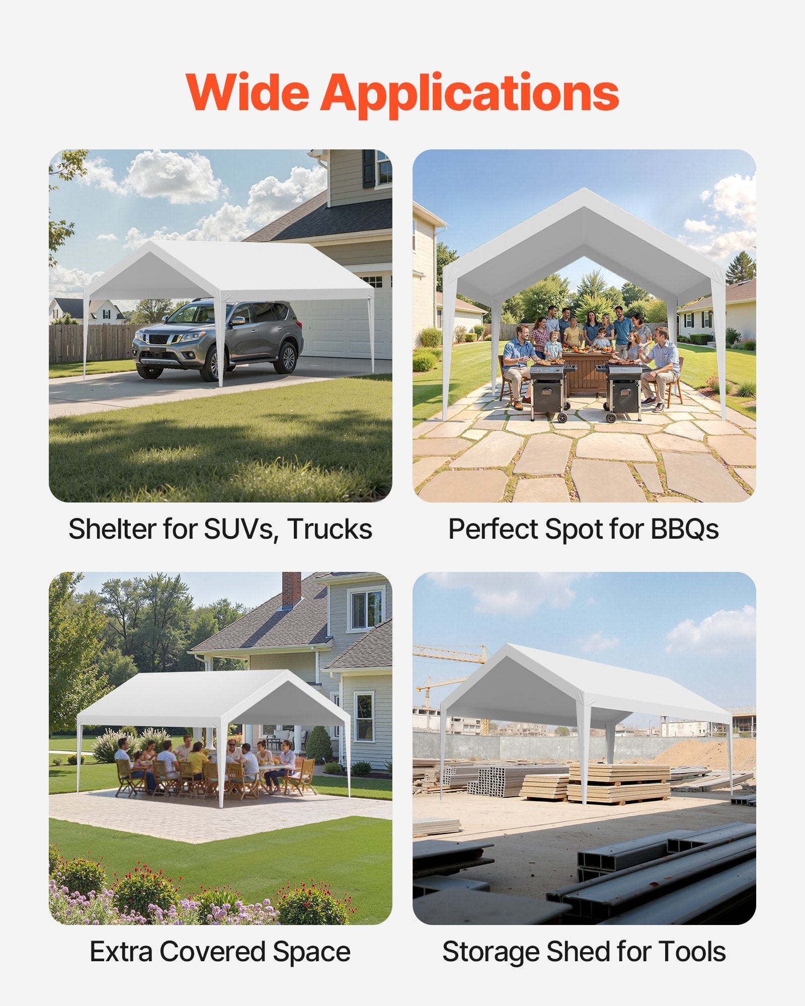 Carport Replacement Canopy, 6 x 3.6 m Potable Garage Tent Top Tarp, UV-Resistant & Waterproof Car Shelter V952-CKPB12X20FTBB7CQI001V0