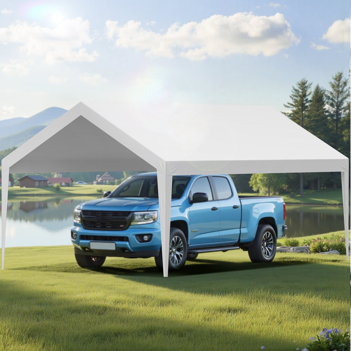 Carport Replacement Canopy, 6 x 3.6 m Potable Garage Tent Top Tarp, UV-Resistant & Waterproof Car Shelter V952-CKPB12X20FTBB7CQI001V0