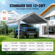 Carport Replacement Canopy Cover 12 x 20 ft, Garage Top Tent Shelter Tarp Heavy-Duty Waterproof & UV V952-CKPB12X20FTH7X9QGV0