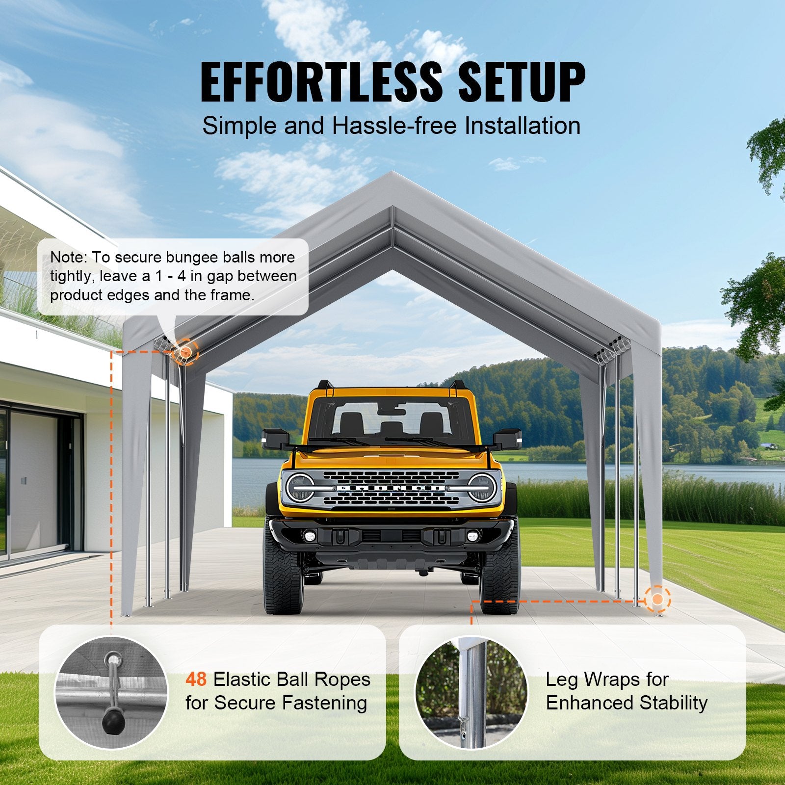 Carport Replacement Canopy Cover 12 x 20 ft, Garage Top Tent Shelter Tarp Heavy-Duty Waterproof & UV V952-CKPB12X20FTH7X9QGV0