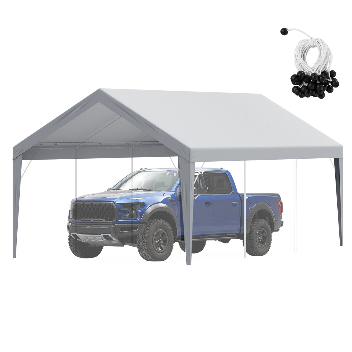 Carport Replacement Canopy Cover 12 x 20 ft, Garage Top Tent Shelter Tarp Heavy-Duty Waterproof & UV V952-CKPB12X20FTH7X9QGV0