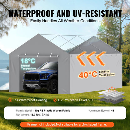 Carport Replacement Canopy Cover Side Wall 6 x 3.6 m, Garage Tent Shelter Tarp Heavy-Duty Waterproof & UV V952-CKPB12X20FTHJ9ULEV0