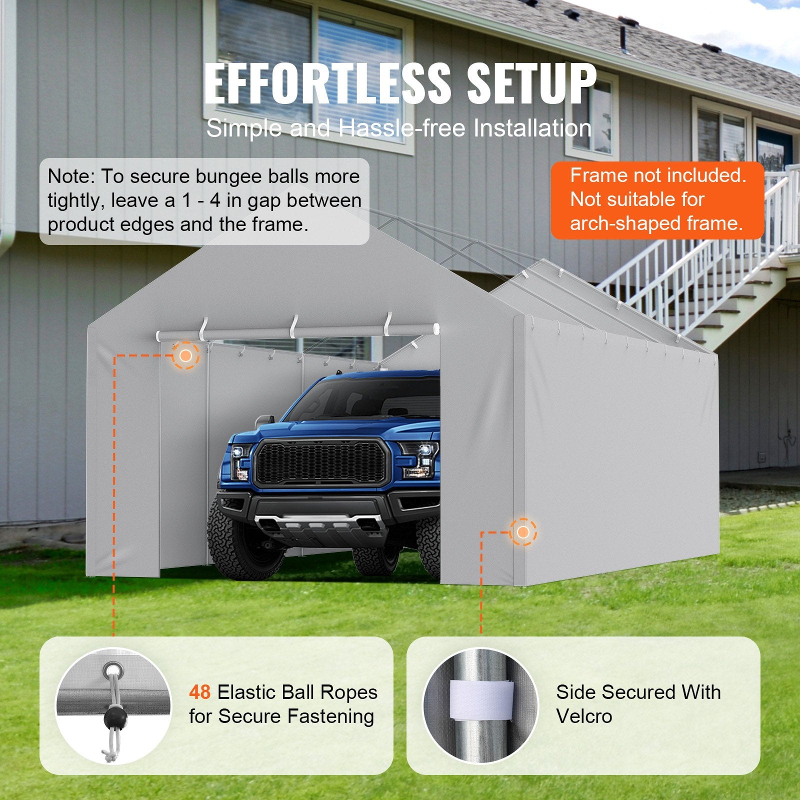 Carport Replacement Canopy Cover Side Wall 6 x 3.6 m, Garage Tent Shelter Tarp Heavy-Duty Waterproof & UV V952-CKPB12X20FTHJ9ULEV0