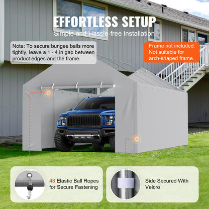Carport Replacement Canopy Cover Side Wall 6 x 3.6 m, Garage Tent Shelter Tarp Heavy-Duty Waterproof & UV V952-CKPB12X20FTHJ9ULEV0