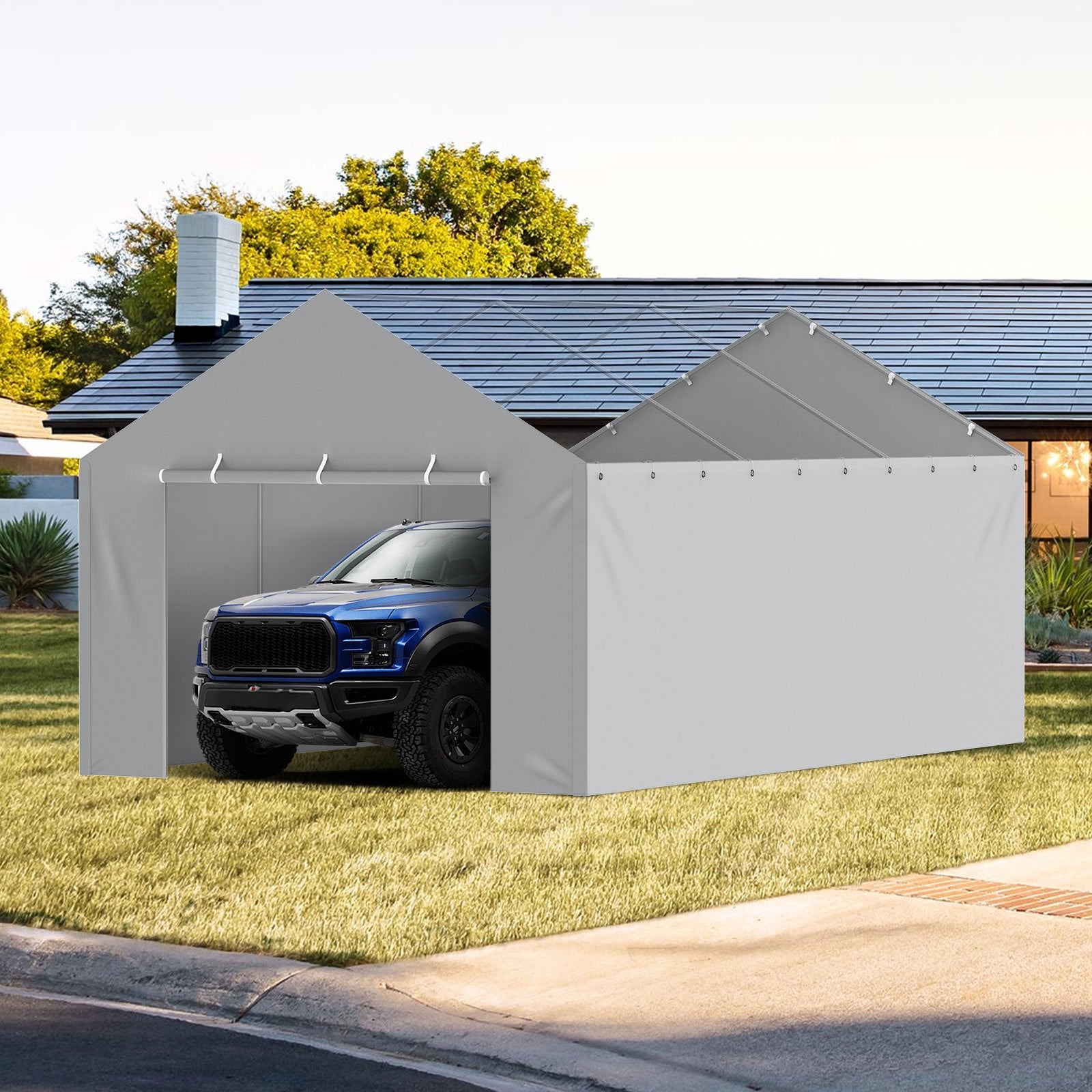 Carport Replacement Canopy Cover Side Wall 6 x 3.6 m, Garage Tent Shelter Tarp Heavy-Duty Waterproof & UV V952-CKPB12X20FTHJ9ULEV0