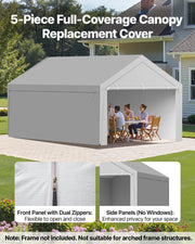 Carport Replacement Canopy, 6x 3.6 m Potable Garage Tent Top Tarp with Sidewalls, UV-Resistant & Waterproof, V952-CKPB12X20FTHX72QR001V0