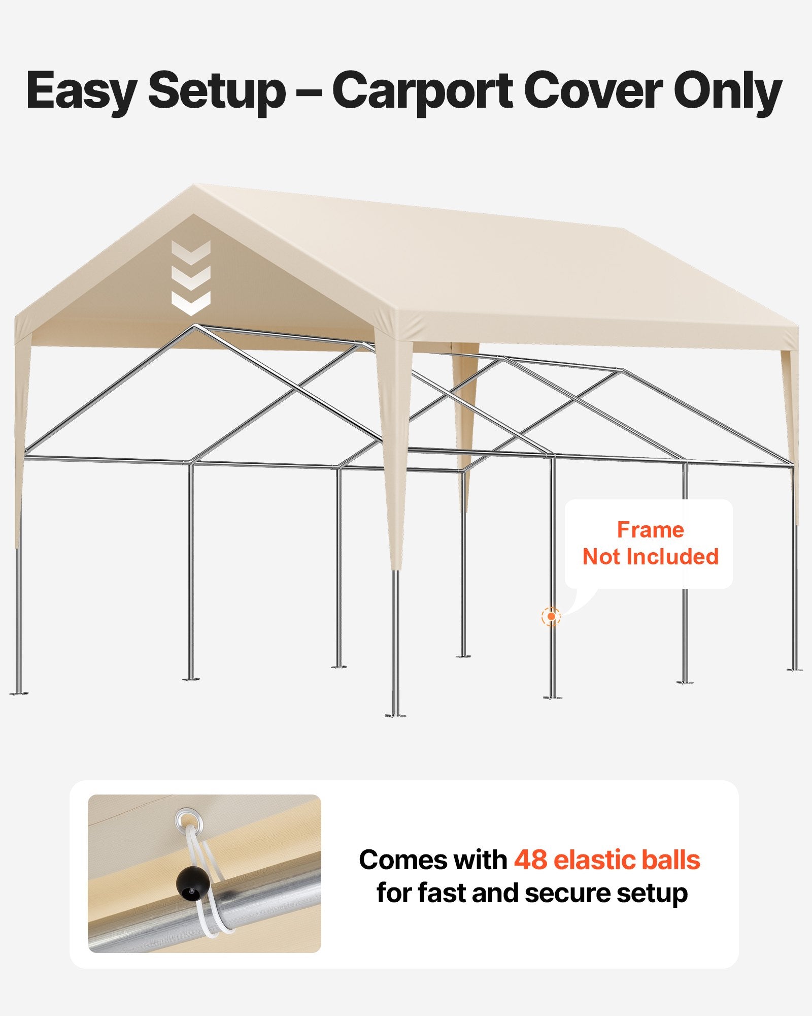 Carport Replacement Canopy, 6 x 3.6 m Potable Garage Tent Top Tarp, UV-Resistant & Waterproof Car Shelter V952-CKPB12X20FTM4VTAY001V0