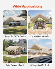 Carport Replacement Canopy, 6 x 3.6 m Potable Garage Tent Top Tarp, UV-Resistant & Waterproof Car Shelter V952-CKPB12X20FTM4VTAY001V0