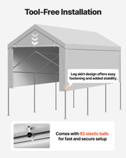 Carport Replacement Canopy, 6 x 4 m Potable Garage Tent Top Tarp with Sidewalls, UV-Resistant & Waterproof, V952-CKPB13X20FTHFHUUD001V0