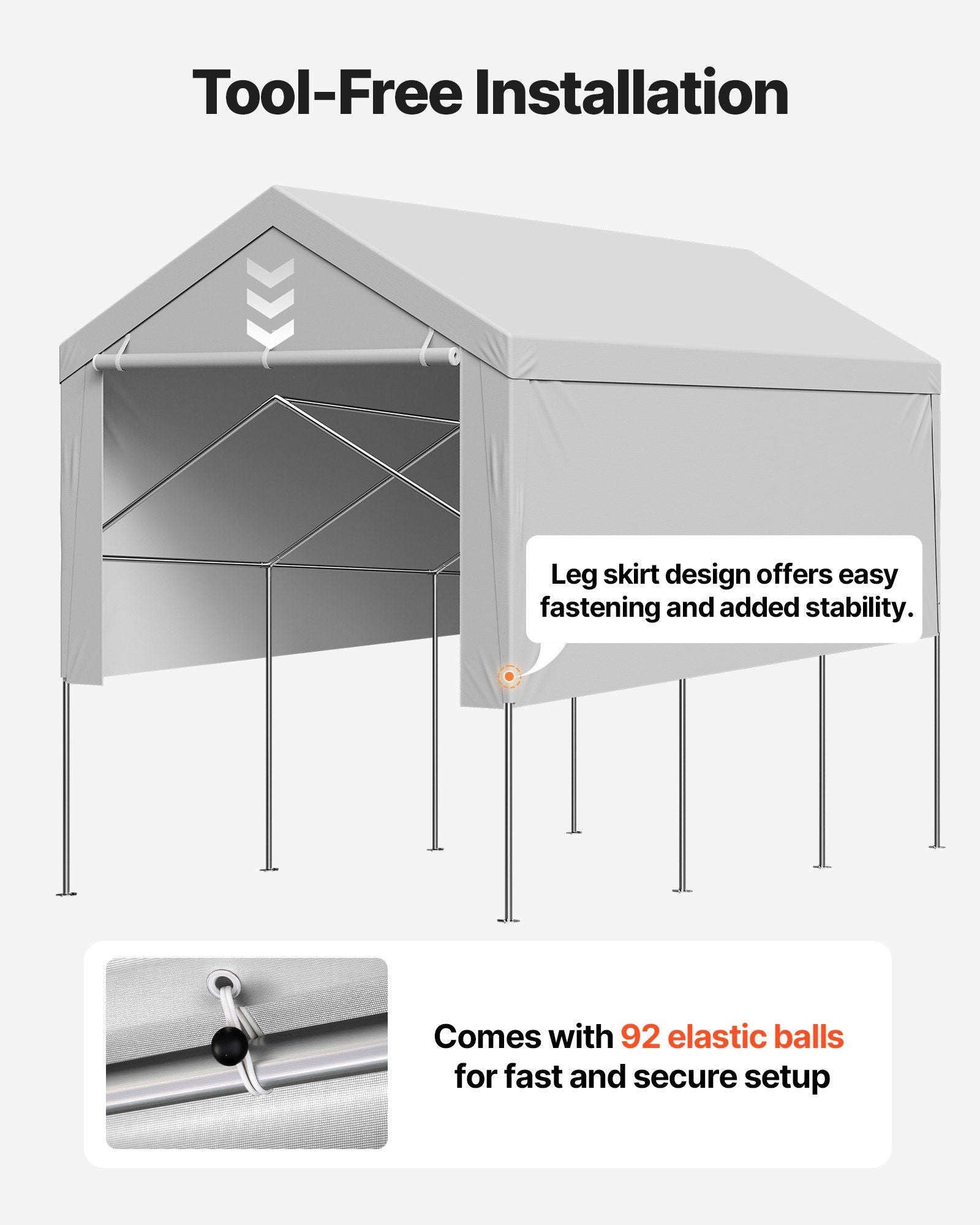 Carport Replacement Canopy, 6 x 4 m Potable Garage Tent Top Tarp with Sidewalls, UV-Resistant & Waterproof, V952-CKPB13X20FTHFHUUD001V0