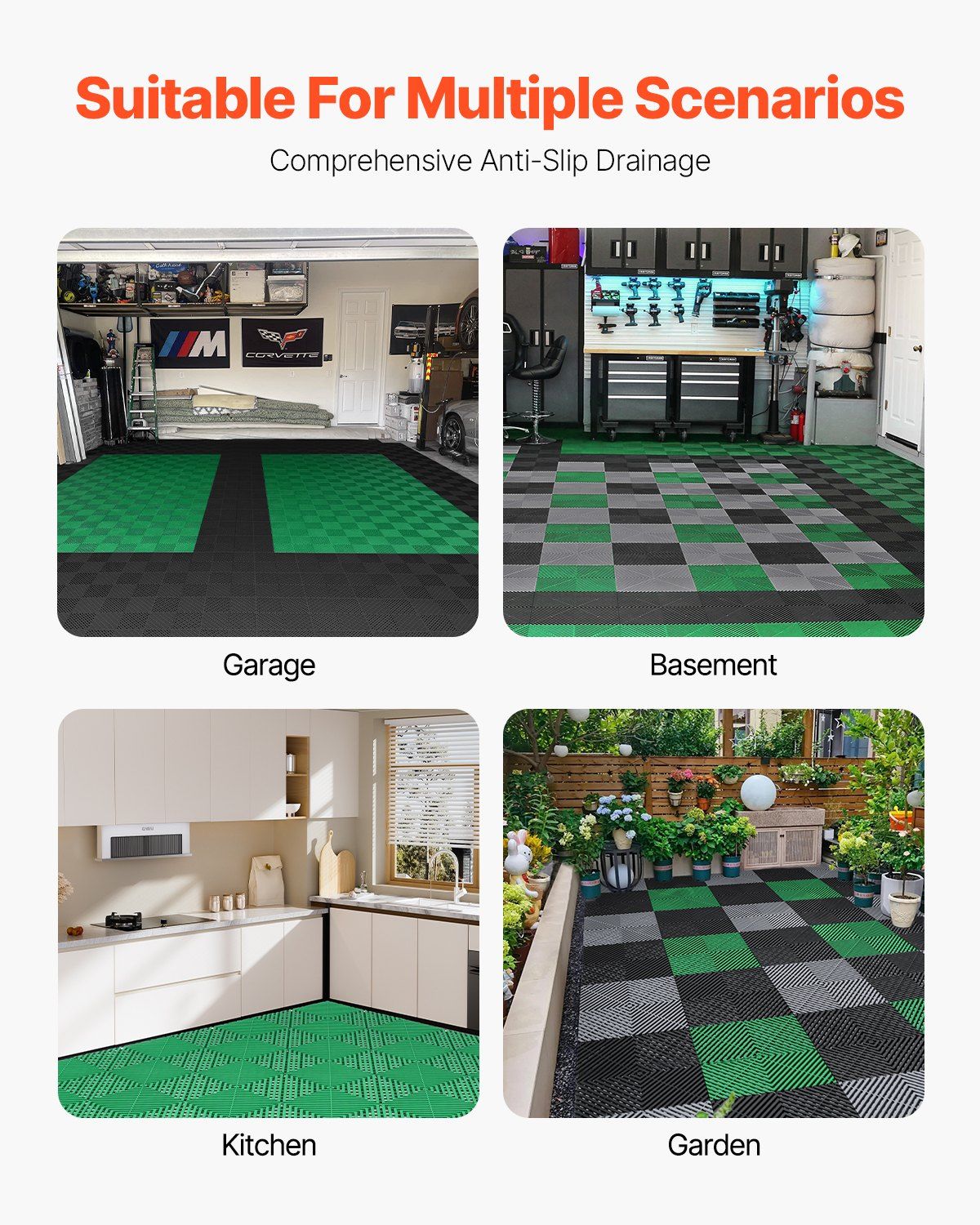 Interlocking Drainage Mat, 50 Pcs Modular Interlocking Cushion, 31 x 31 cm Splicing Drainage Mats, Non-Slip V952-CKPSD10X10YCS8XCRV0