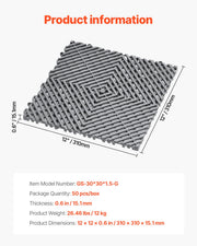 Interlocking Drainage Mat, 31 x 31 cm Modular Interlocking Cushion, 50 Pcs Splicing Drainage Mats, Non-Slip V952-CKPSD12X12INHIBDXV0