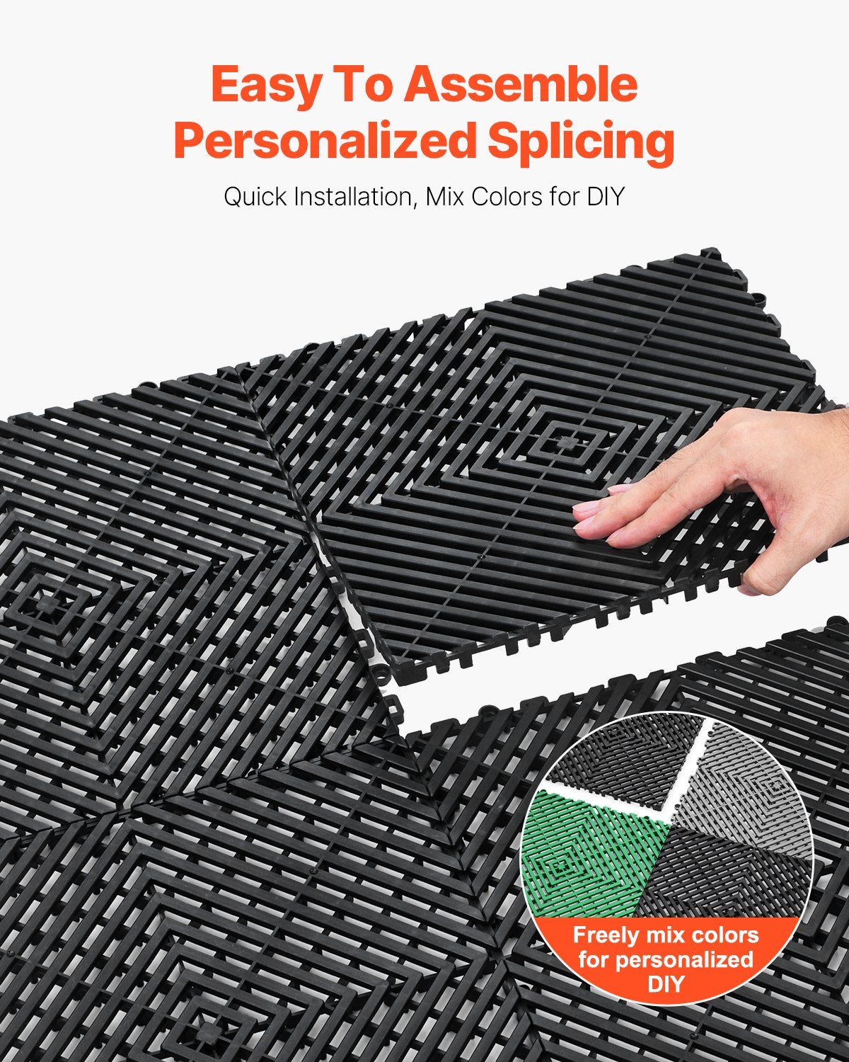 Interlocking Drainage Mat, 31 x 31 cm Modular Interlocking Cushion, 24 Pcs Splicing Drainage Mats, Non-Slip V952-CKPSD12X12INM0OD3V0