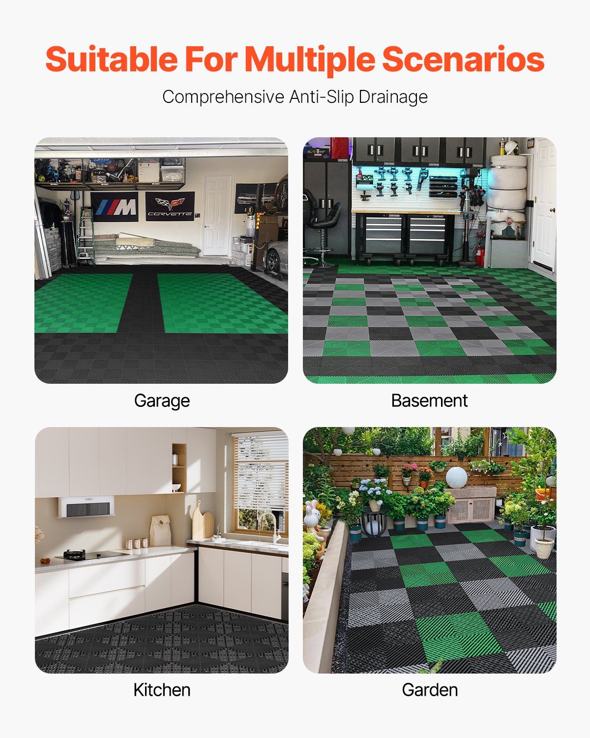 Interlocking Drainage Mat, 31 x 31 cm Modular Interlocking Cushion, 24 Pcs Splicing Drainage Mats, Non-Slip V952-CKPSD12X12INM0OD3V0