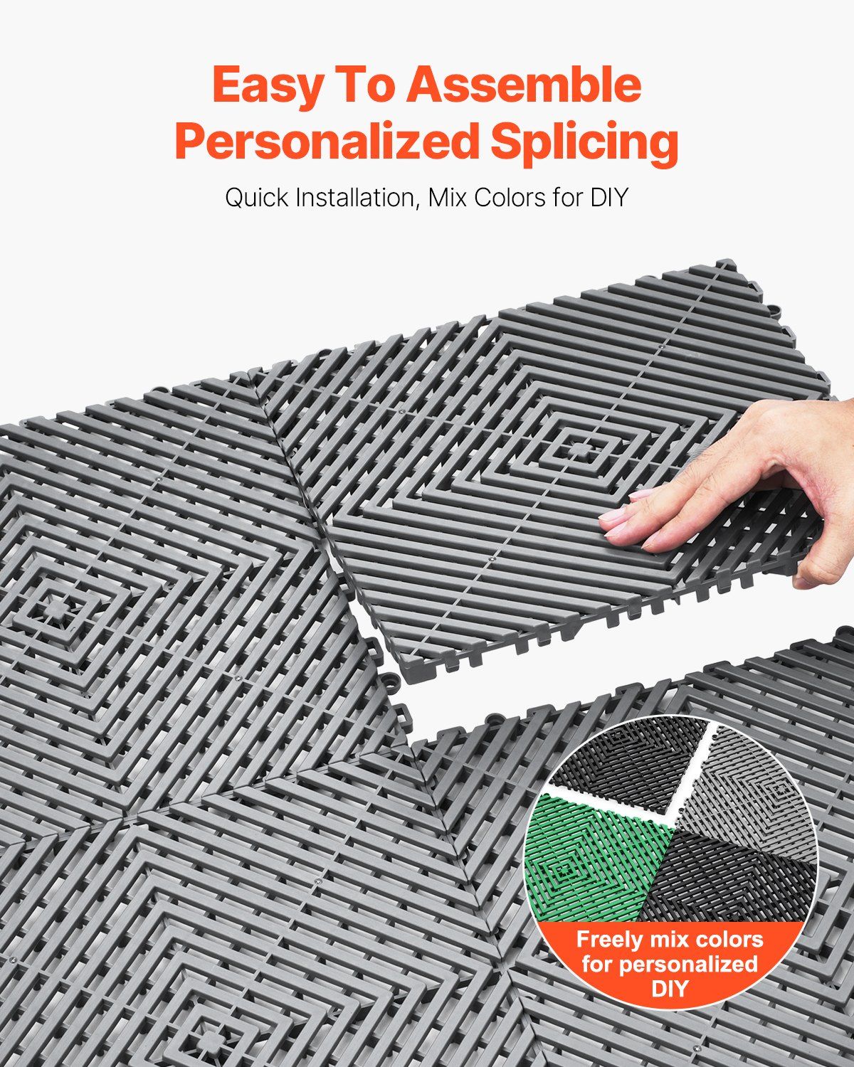 Interlocking Drainage Mat, 31 x 31 cm Modular Interlocking Cushion, 12 Pcs Splicing Drainage Mats, Non-Slip V952-CKPSD12X12YC7FR5ZV0