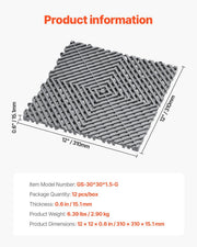 Interlocking Drainage Mat, 31 x 31 cm Modular Interlocking Cushion, 12 Pcs Splicing Drainage Mats, Non-Slip V952-CKPSD12X12YC7FR5ZV0