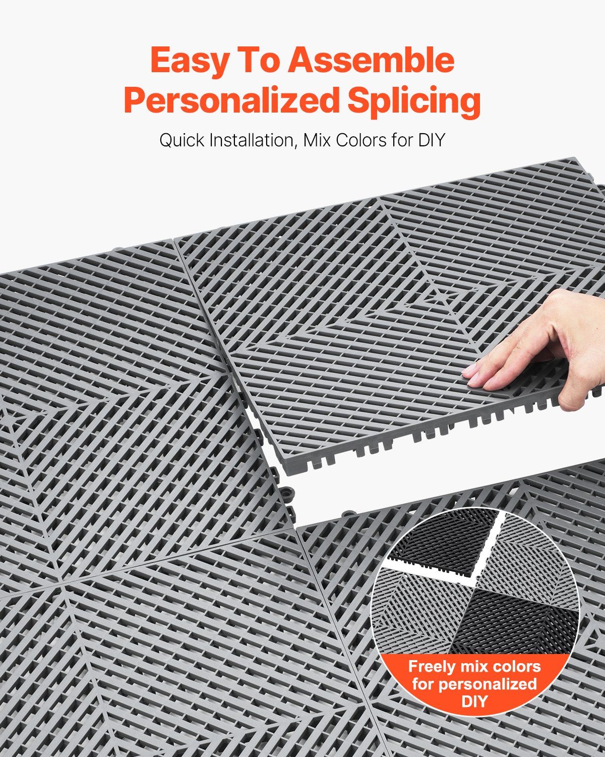 Interlocking Drainage Mat, 41.5 x 41.5 cm Modular Interlocking Cushion, 24 Pcs Splicing Drainage Mats, PP V952-CKPSD157157IYIV1HV0