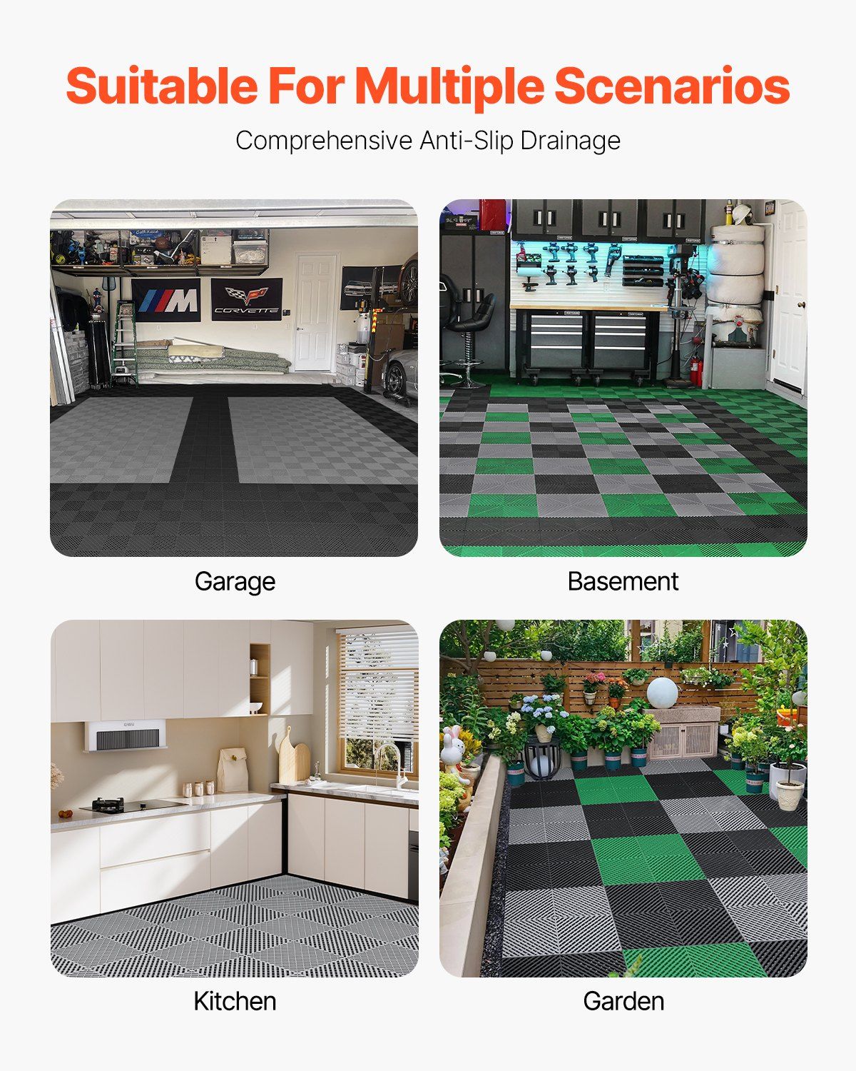 Interlocking Drainage Mat, 41.5 x 41.5 cm Modular Interlocking Cushion, 24 Pcs Splicing Drainage Mats, PP V952-CKPSD157157IYIV1HV0