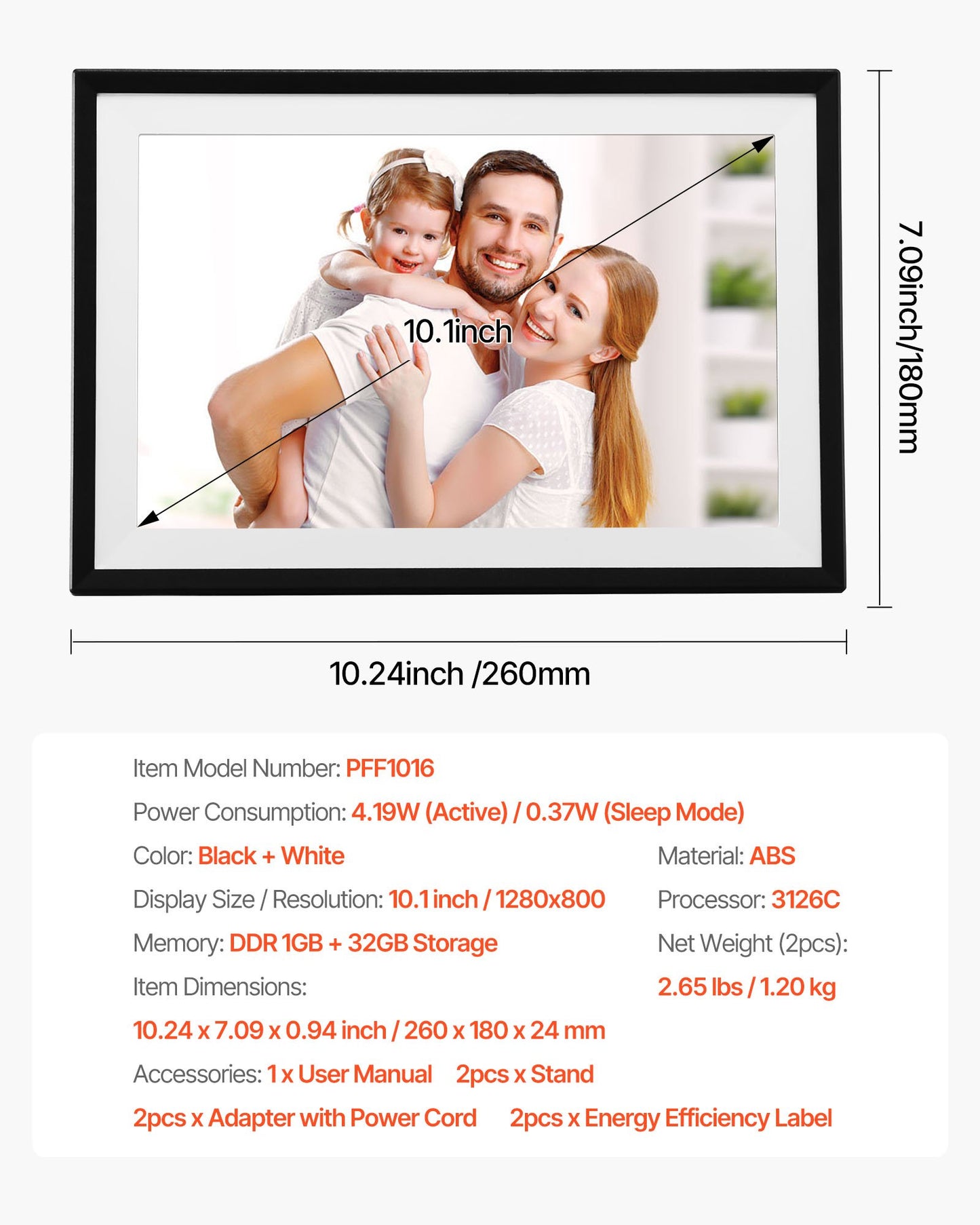 260 mm Digital Picture Frame 32GB Touchscreen 2-Pack Wi-Fi Photo Frames V952-CKPSZXK101INQDCMO001V3