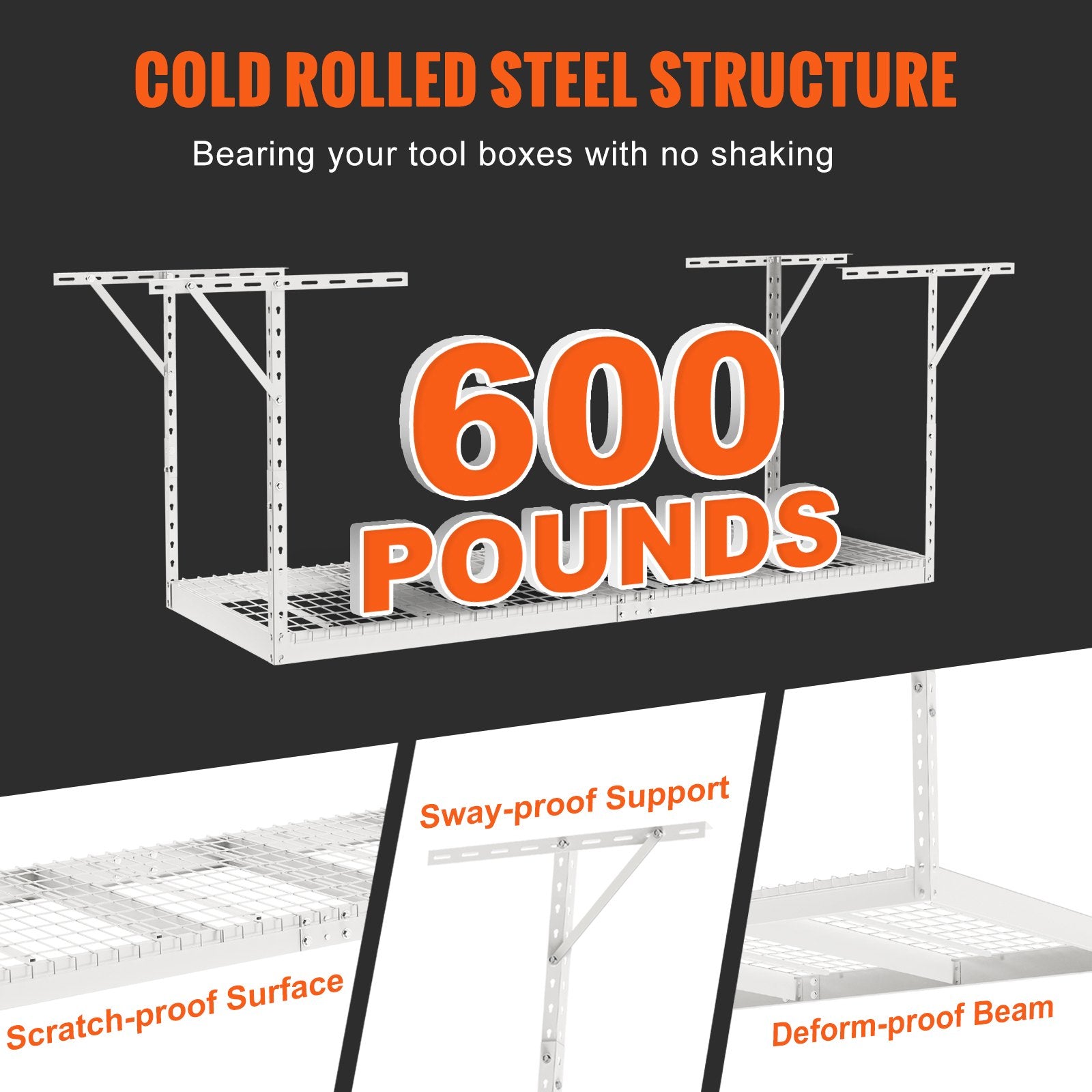 Overhead Garage Storage Rack, 91.44x243.84cm Garage Ceiling Storage Racks, Heavy Duty Adjustable Cold Rolled V952-CKTHBCWJZBS36S0MYV0