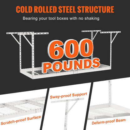 Overhead Garage Storage Rack, 91.44x243.84cm Garage Ceiling Storage Racks, Heavy Duty Adjustable Cold Rolled V952-CKTHBCWJZBS36S0MYV0