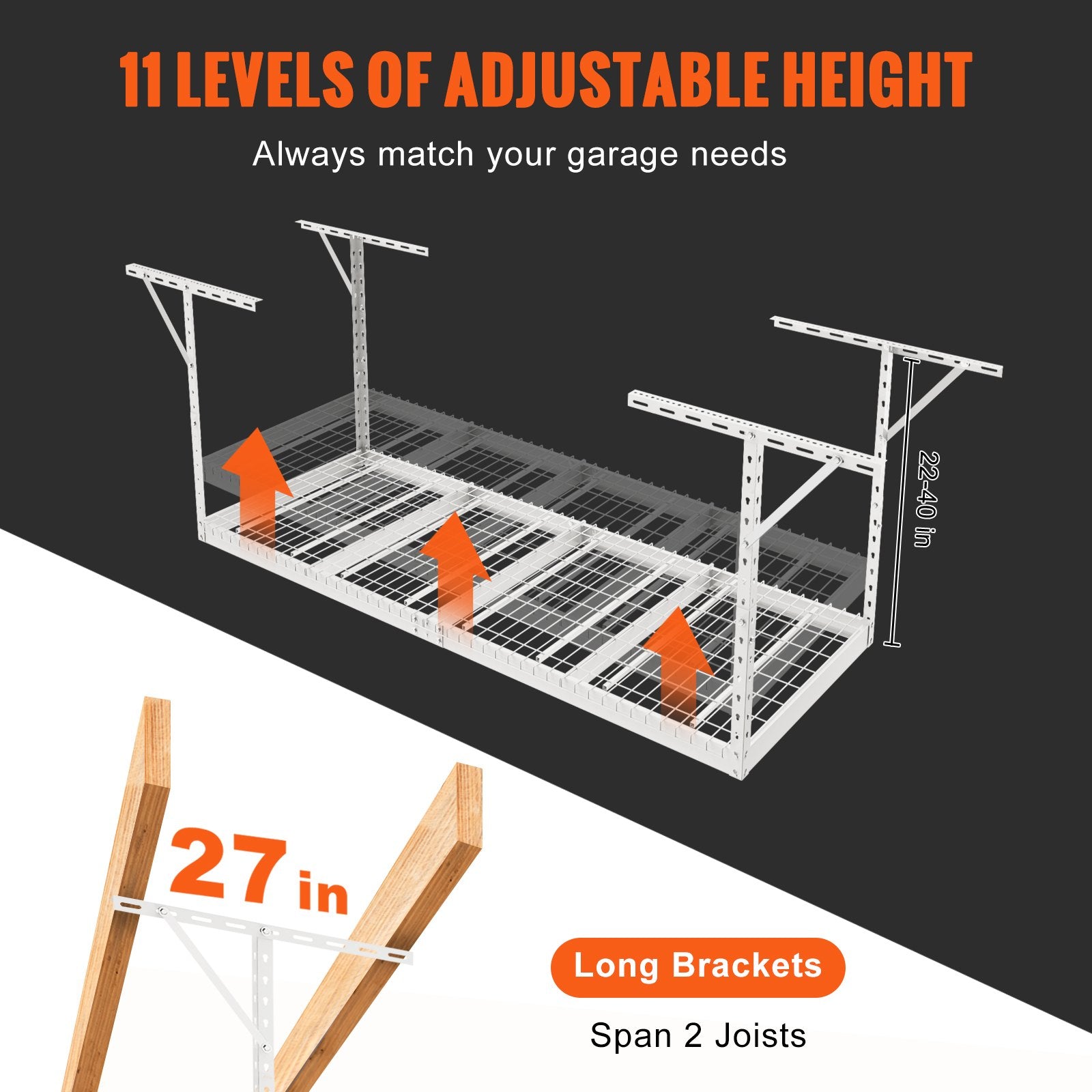 Overhead Garage Storage Rack, 91.44x243.84cm Garage Ceiling Storage Racks, Heavy Duty Adjustable Cold Rolled V952-CKTHBCWJZBS36S0MYV0