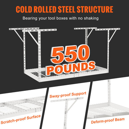 Overhead Adjustable Garage Storage Rack 36x72in Ceiling Rack 550lbs White V952-CKTHBCWJZBS36XGFYV0