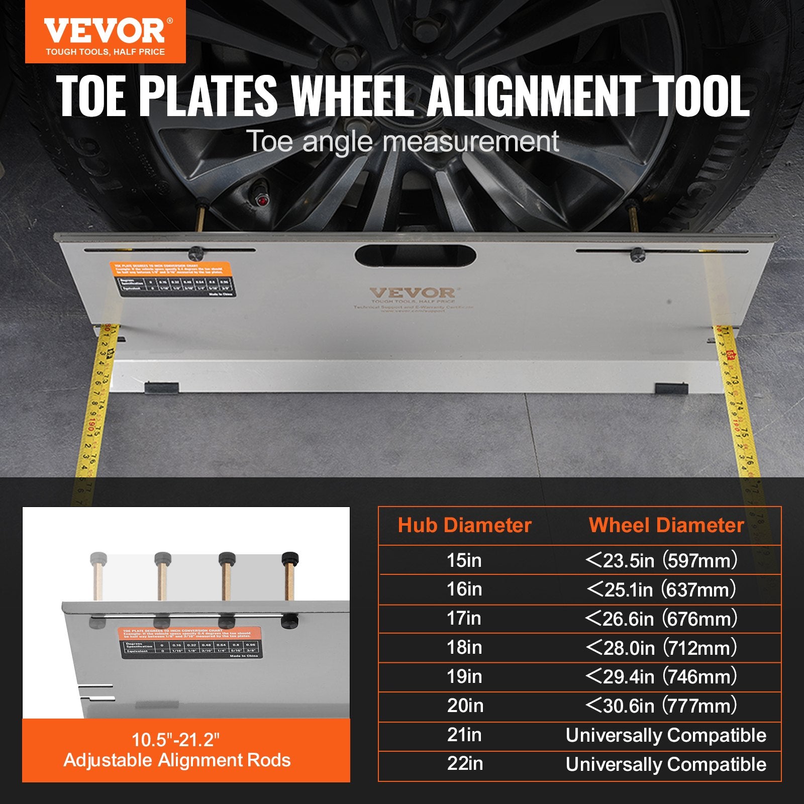 Wheel Alignment Tool, 2-Pack Alignment Tool Toe Plates, Stainless Steel Toe Angle Measurement Tool Plate, 4 V952-CLDWJJBXG4BD6BCILV0