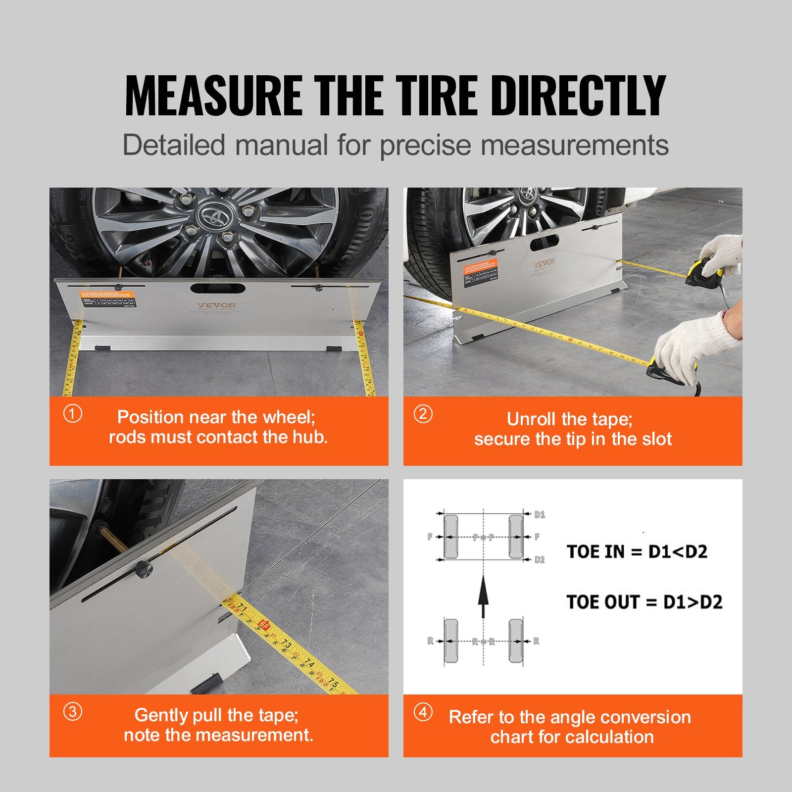 Wheel Alignment Tool, 2-Pack Alignment Tool Toe Plates, Stainless Steel Toe Angle Measurement Tool Plate, 4 V952-CLDWJJBXG4BD6BCILV0