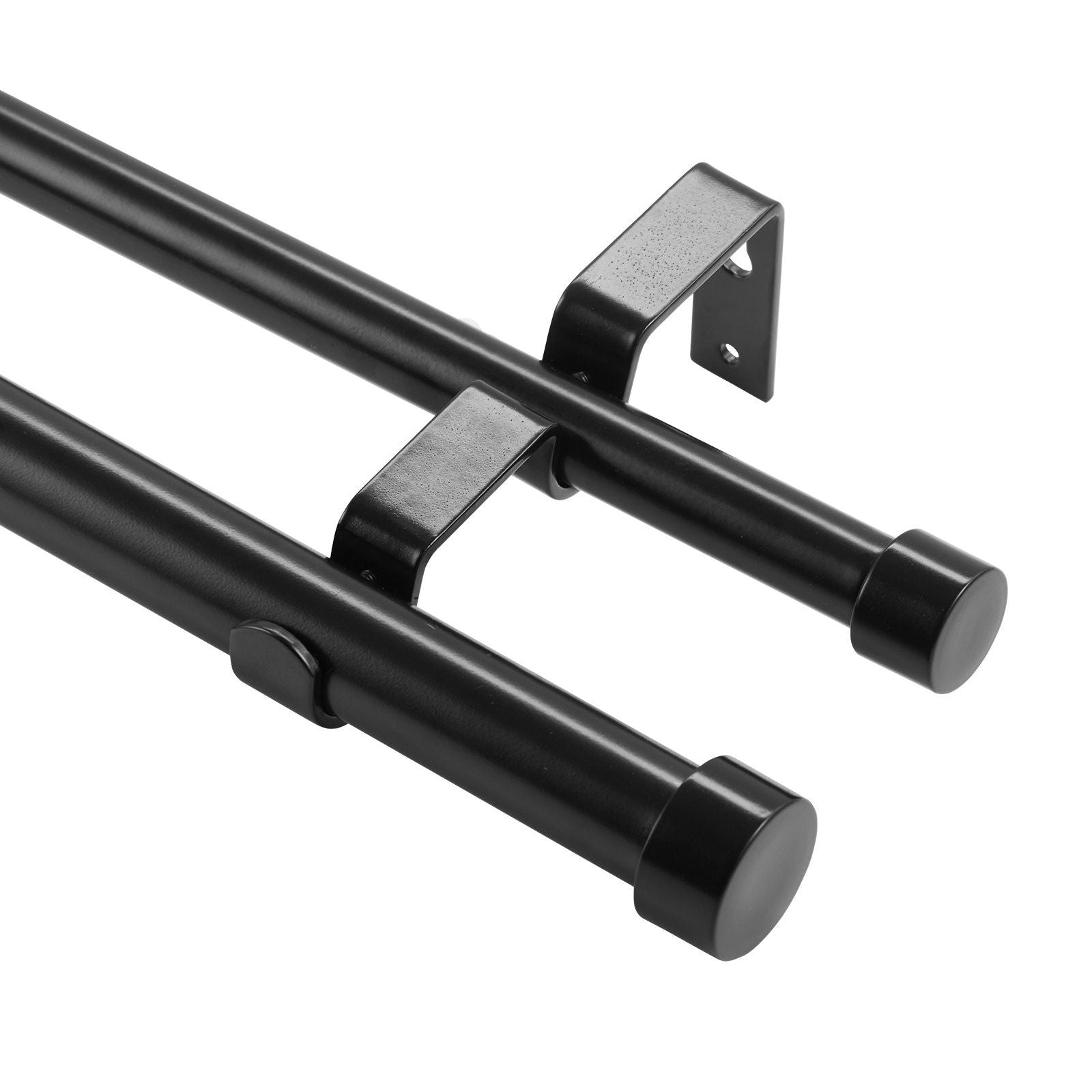 Double Rod Curtain Rods, 36-72 inches(3-6ft) Adjustable Length, Black Double Curtain Rods with Cap Finials, V952-CLG3672INCHYSMRE8V0