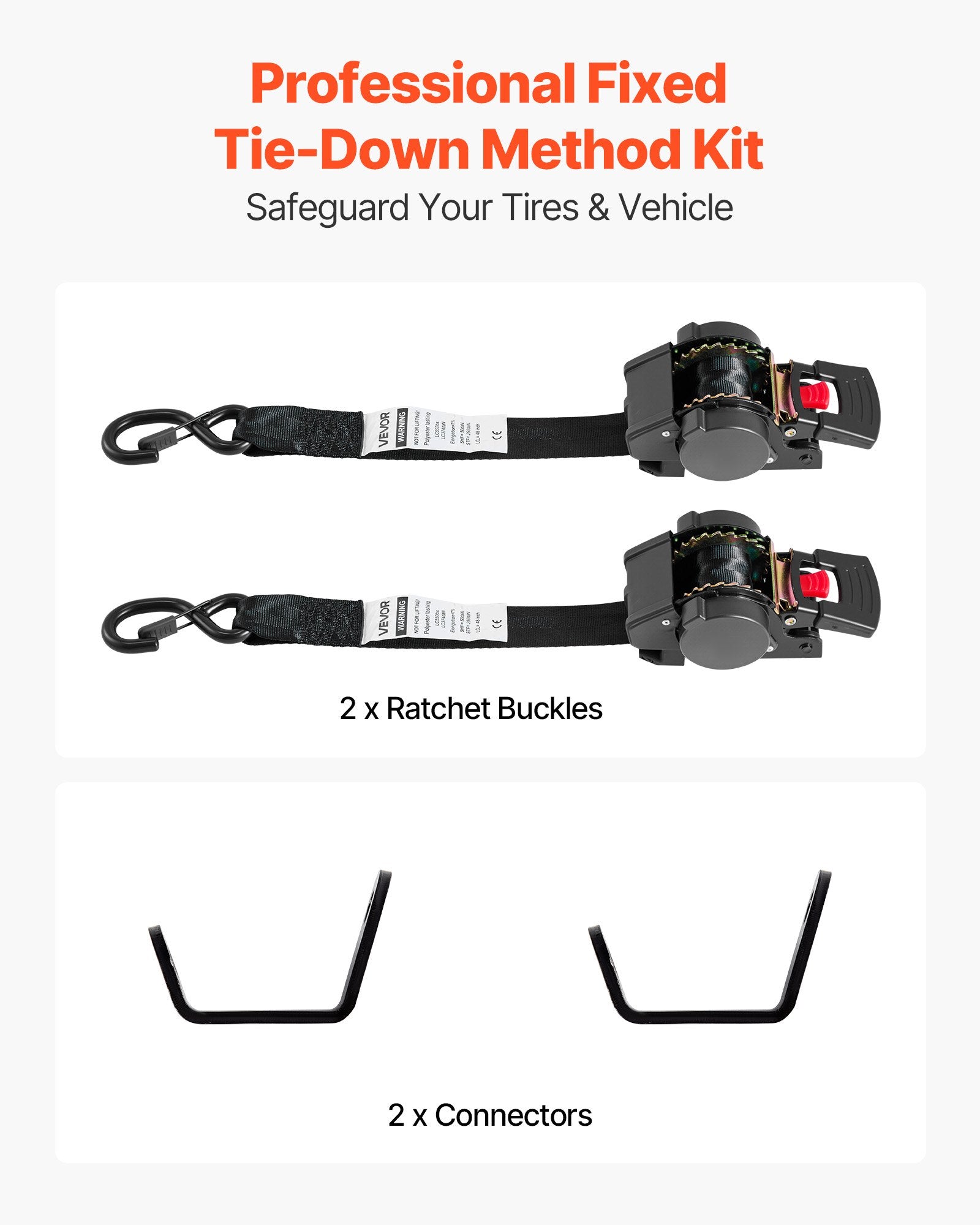 Wheel Chock Tie-Down Kit, Fixed Trailer Tie Down Strap, Car Tie Down Kit with S-Hook, Break Strength 748 kg & V952-CLJGTJ2GDSSXOFYCV001V0