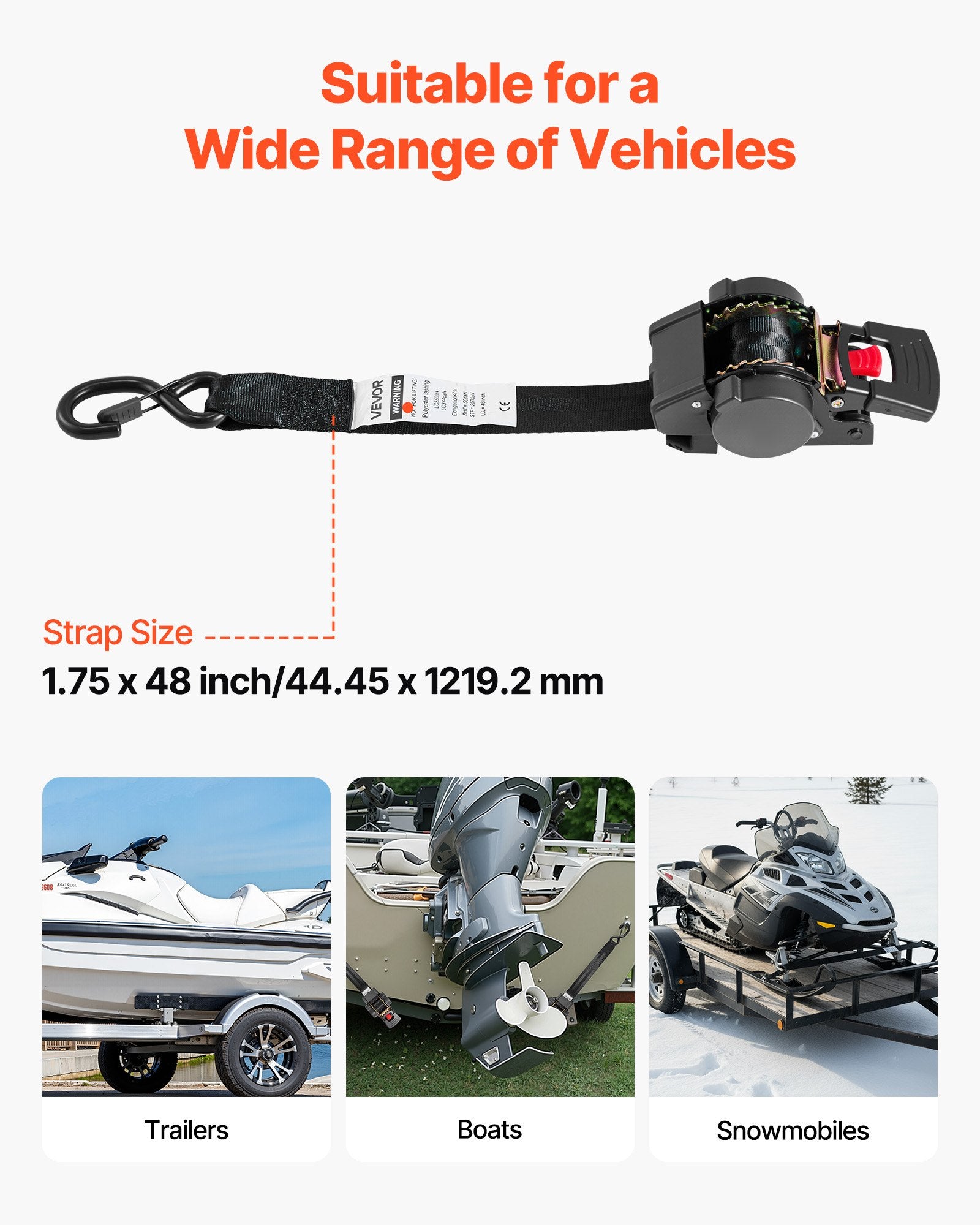 Wheel Chock Tie-Down Kit, Fixed Trailer Tie Down Strap, Car Tie Down Kit with S-Hook, Break Strength 748 kg & V952-CLJGTJ2GDSSXOFYCV001V0