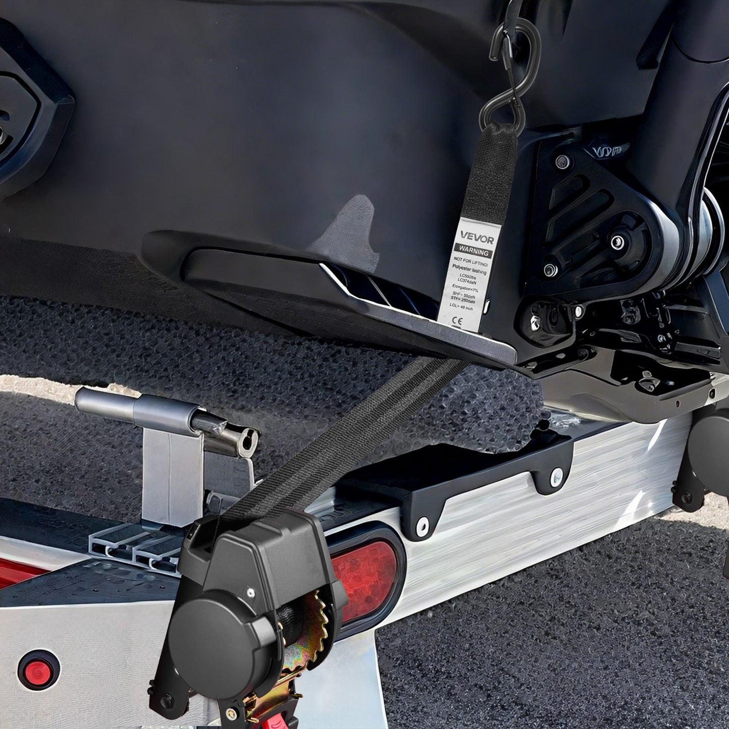 Wheel Chock Tie-Down Kit, Fixed Trailer Tie Down Strap, Car Tie Down Kit with S-Hook, Break Strength 748 kg & V952-CLJGTJ2GDSSXOFYCV001V0