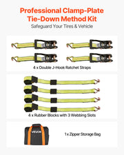 Wheel Chock Tie-Down Kit, Deck-Style Trailer Tie Down Strap, Car Tie Down Kit with J-Hook, Break Strength V952-CLJGTJ2JBXJX0SH2A001V0