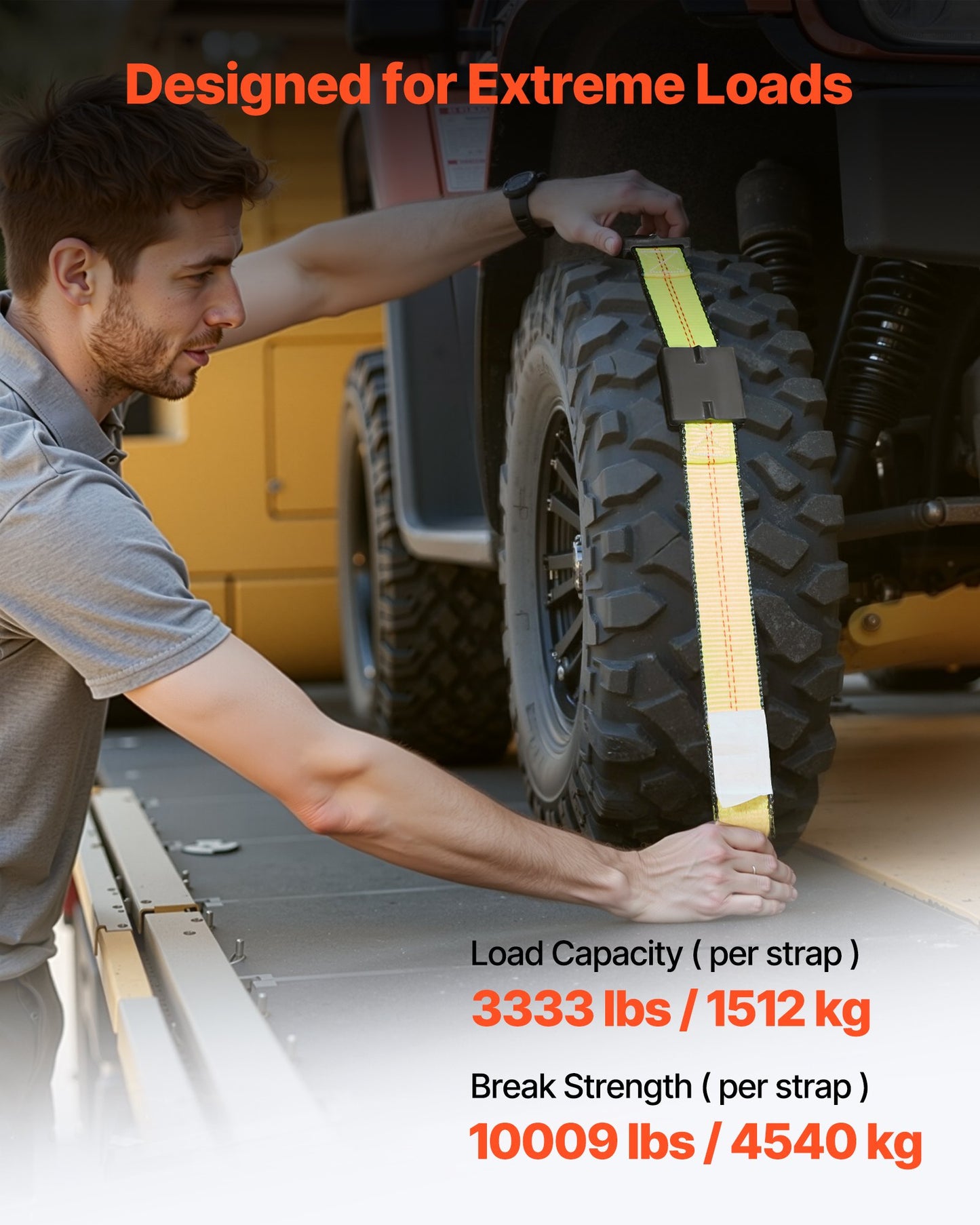 Wheel Chock Tie-Down Kit, Deck-Style Trailer Tie Down Strap, Car Tie Down Kit with J-Hook, Break Strength V952-CLJGTJ2JBXJX0SH2A001V0
